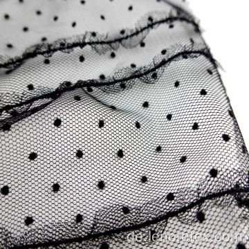 Gestrickter Punkt Lace Black Mesh Flocking Stoff